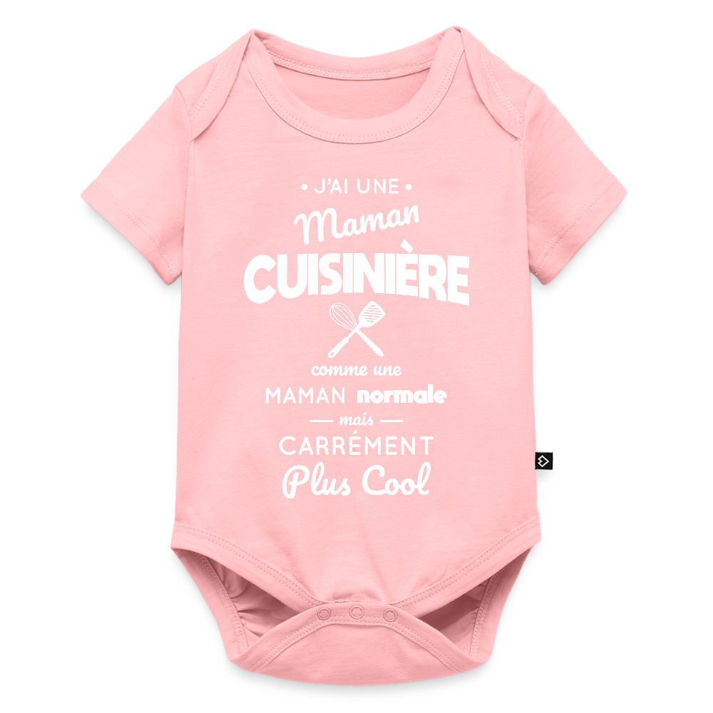 Body Bébé bio manches courtes - J'ai une maman cuisinière - rose