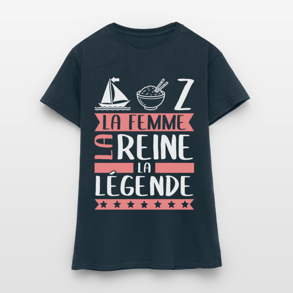 T-shirt femme Maryse rébus – La femme, la reine, la légende - marine