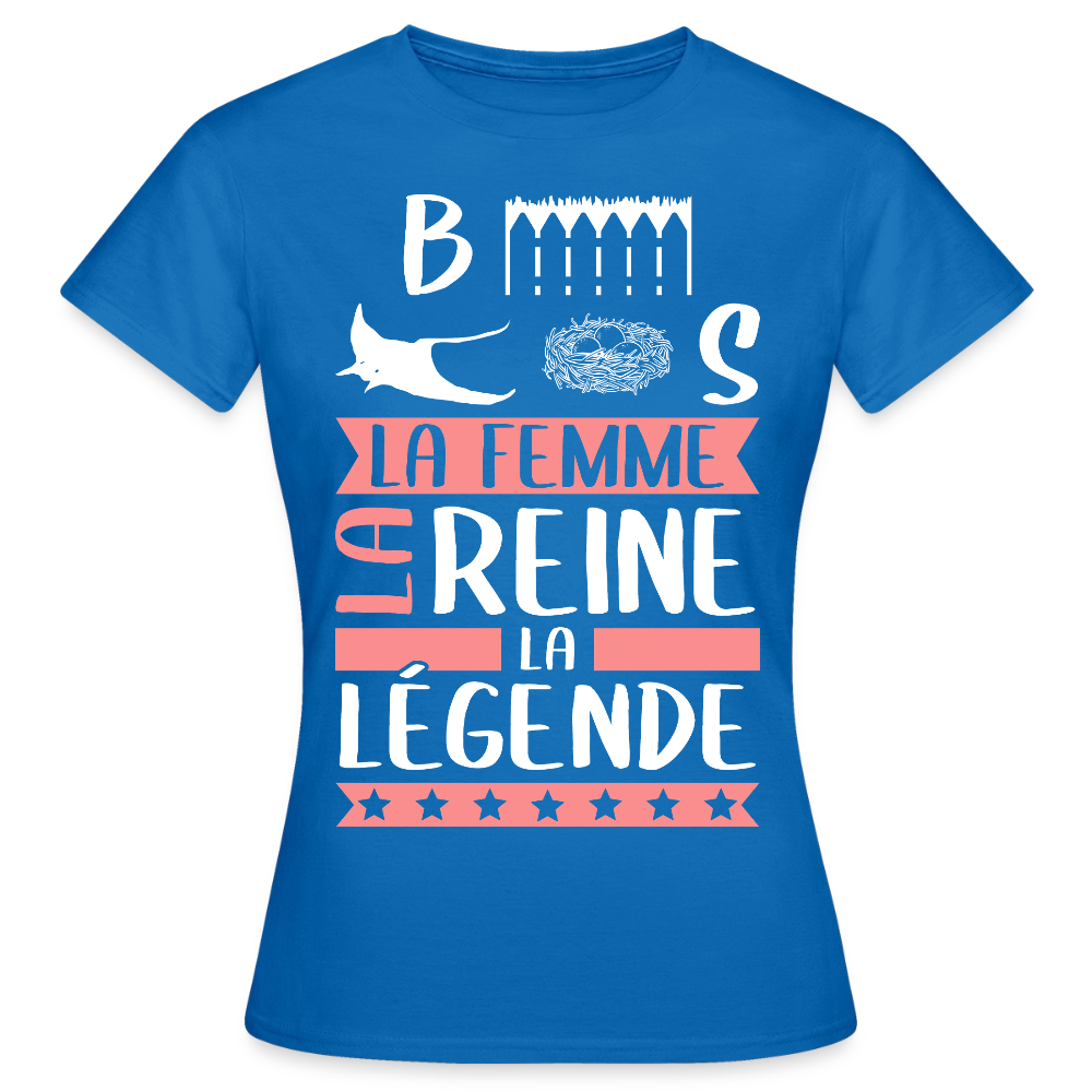 T-shirt femme Bérénice rébus – La femme, la reine, la légende - bleu royal