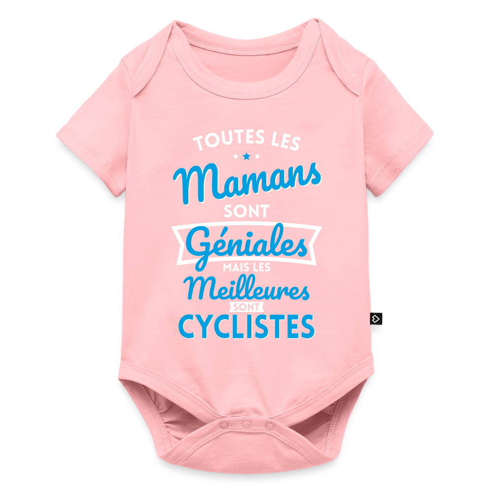 Body Bébé bio manches courtes - Mamans géniales - Les meilleures sont cyclistes - rose