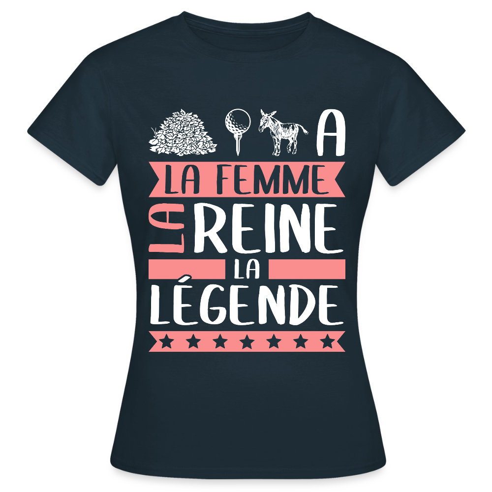 T-shirt femme Tatiana rébus – La femme, la reine, la légende - marine