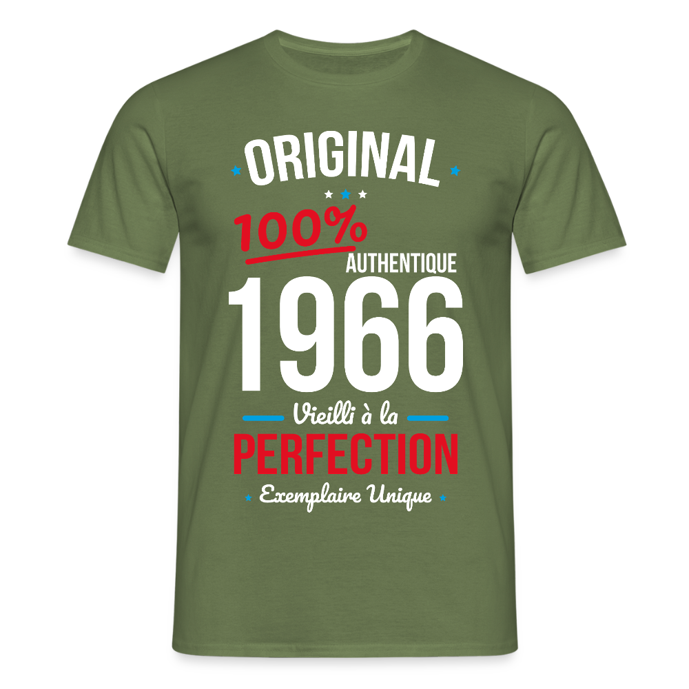 T-shirt anniversaire 60 ans Homme – Original 1966 Authentique - vert militaire