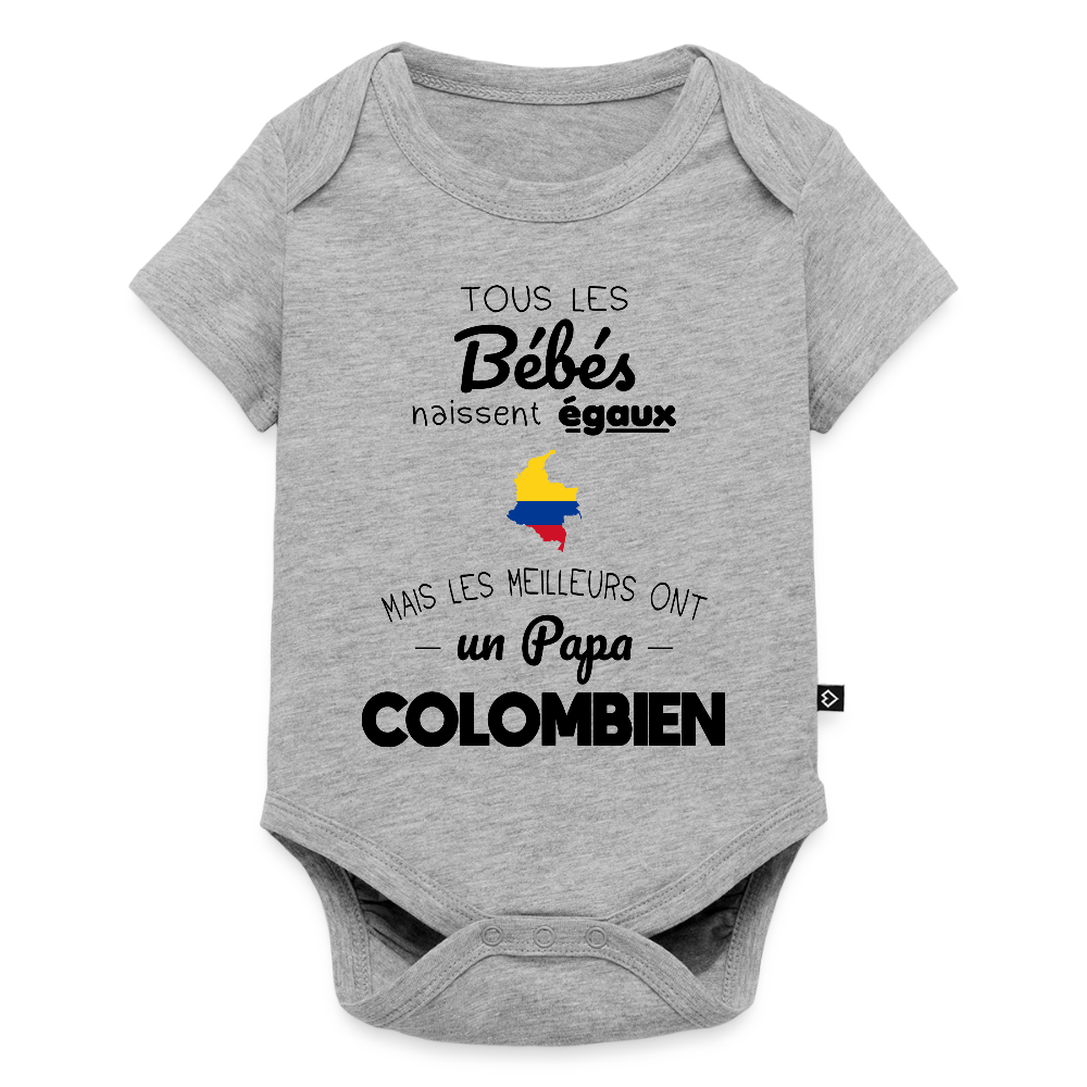 Body Bébé bio manches courtes - Les Meilleurs Ont Un Papa Colombien - gris chiné