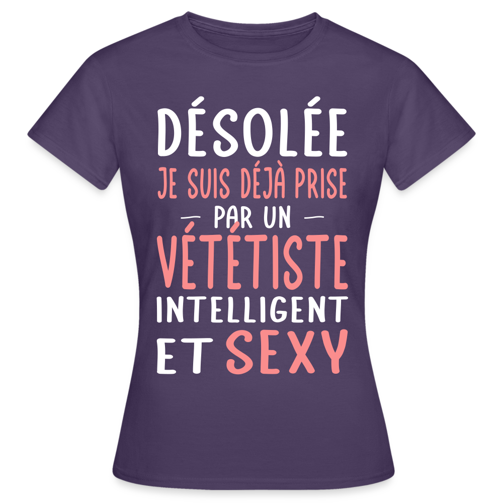 T-shirt Femme - Je suis prise par un vététiste intelligent et sexy - violet foncé