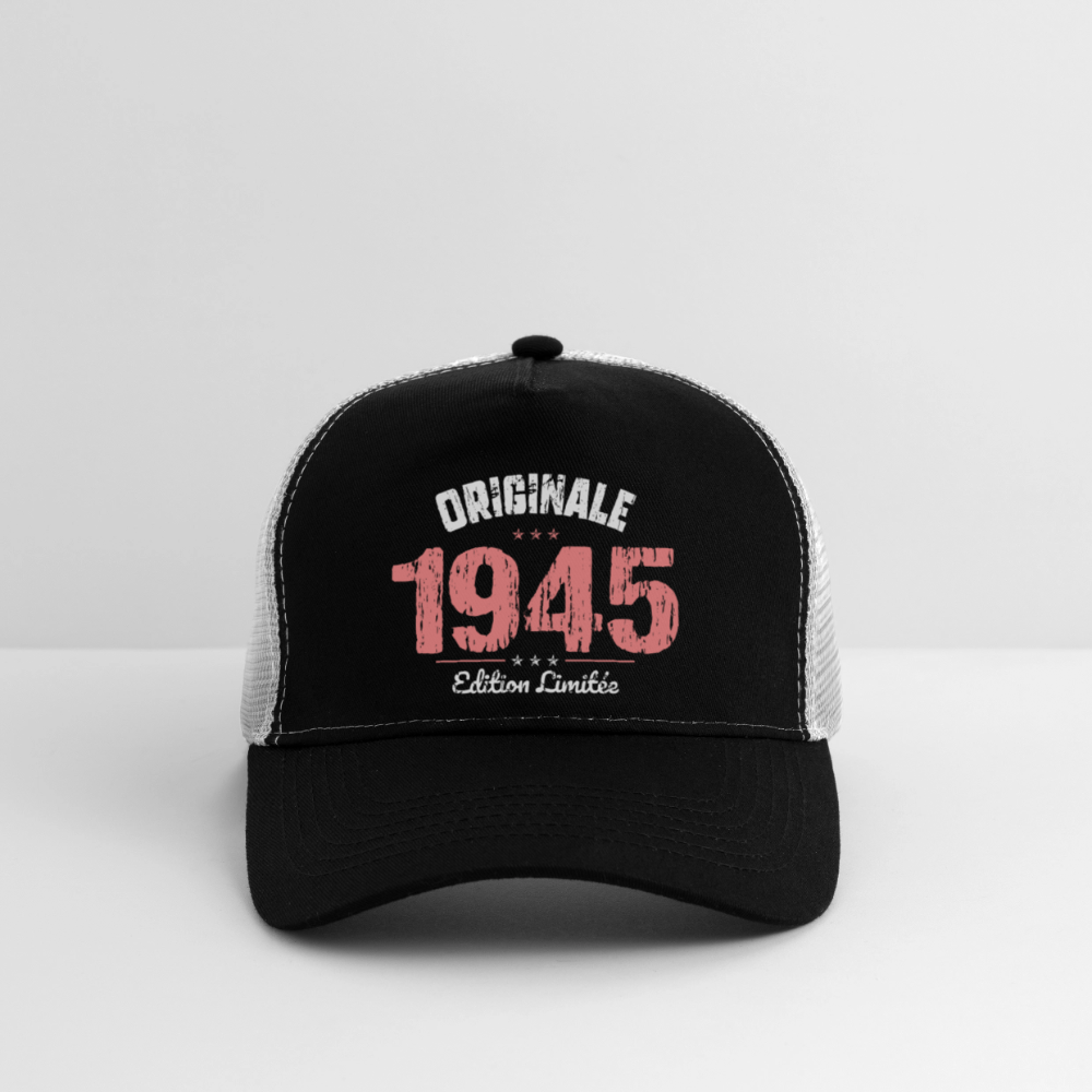 Casquette Trucker - Anniversaire 81 Ans - Originale 1945 - noir/gris pierre