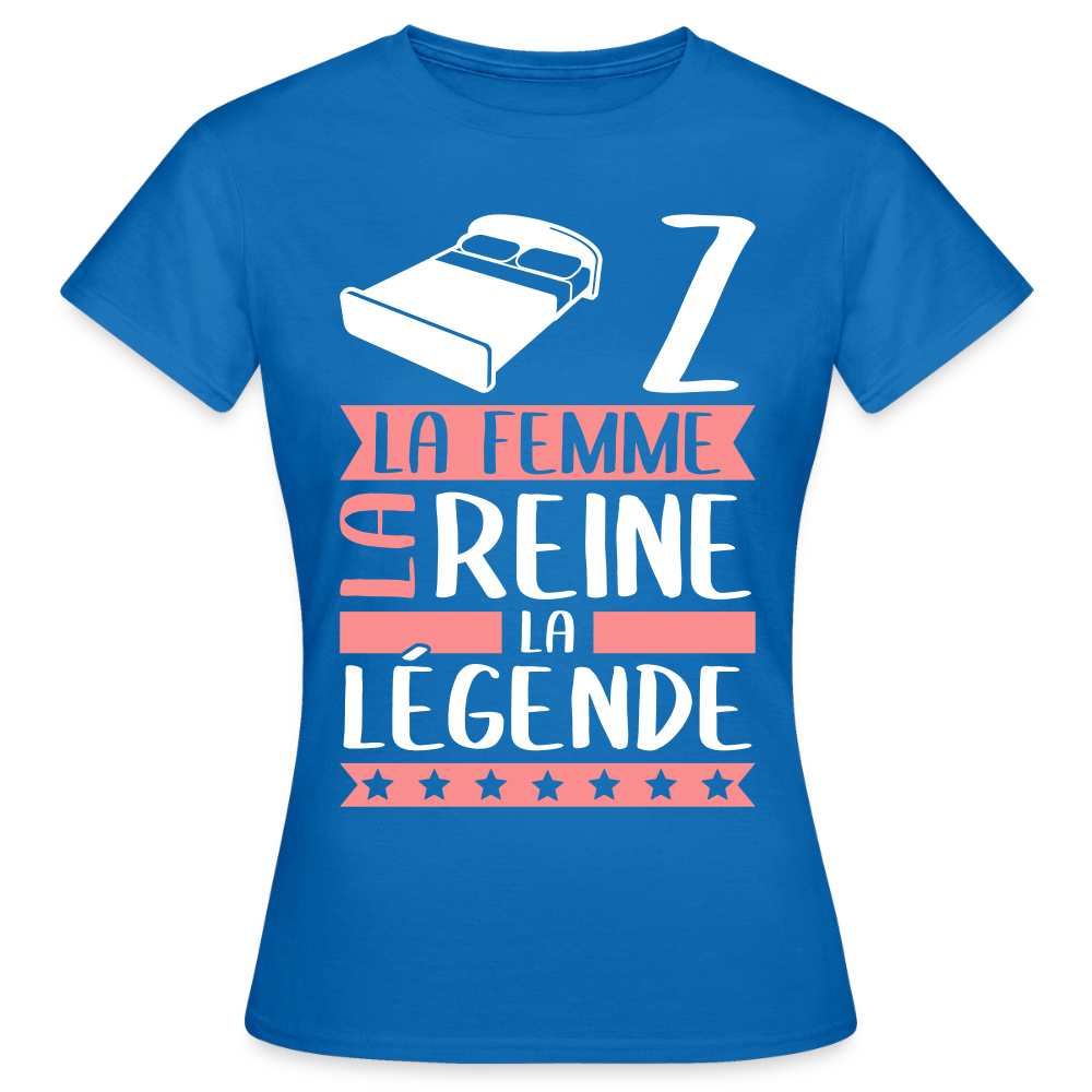 T-shirt femme Lise rébus – La femme, la reine, la légende - bleu royal