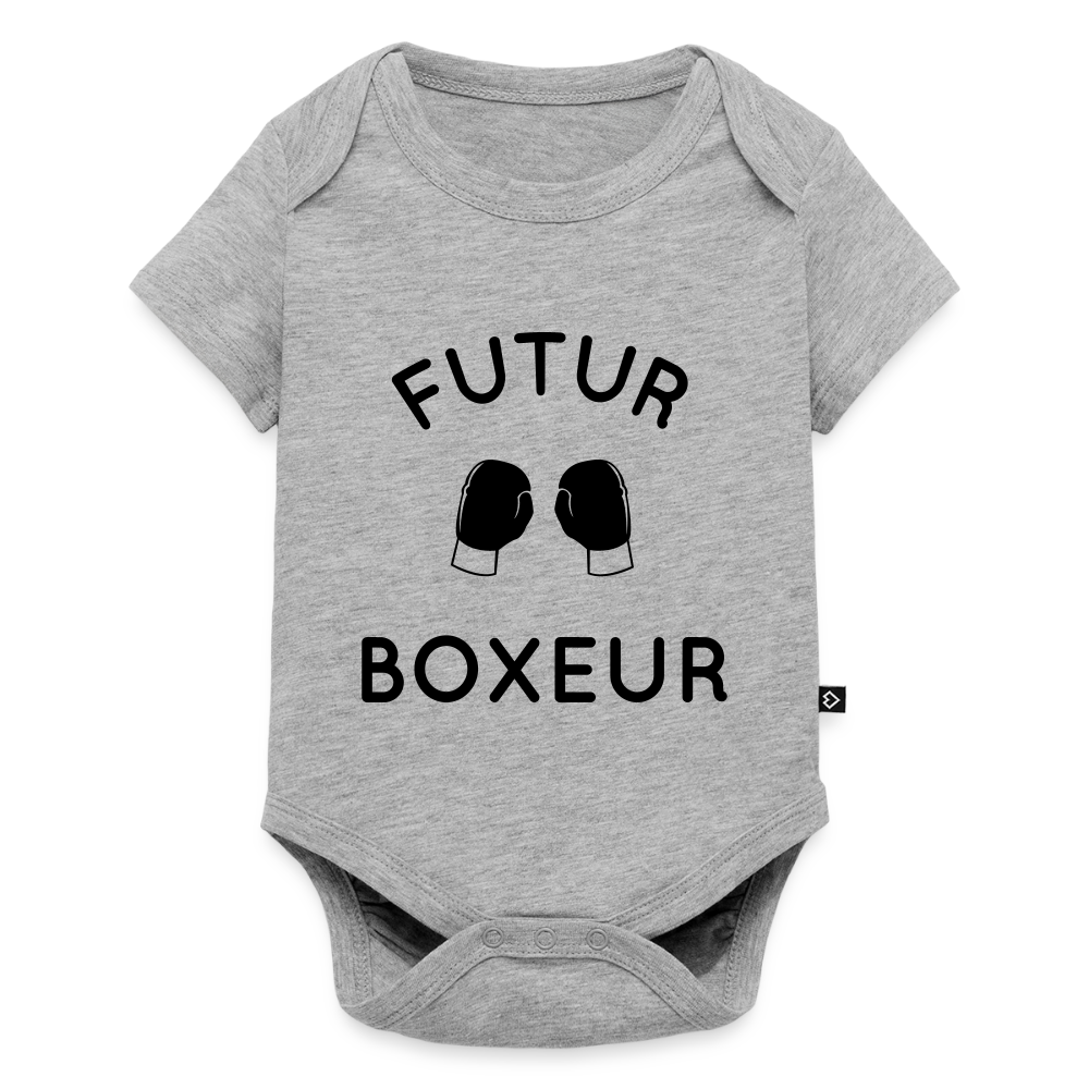 Body Bébé bio manches courtes - Futur boxeur - gris chiné