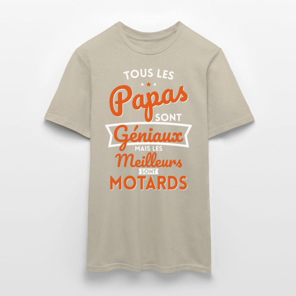 T-shirt Homme - Papas géniaux - Les meilleurs sont motards - beige sable