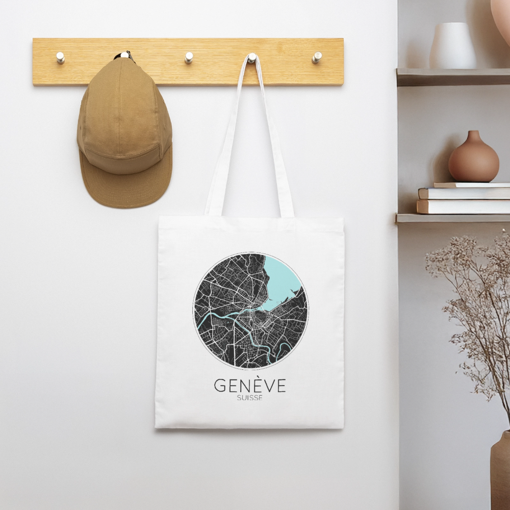 Tote Bag Genève Bio Coloris Clair – Plan de Genève - blanc
