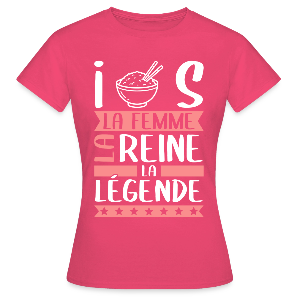 T-shirt femme Iris rébus – La femme, la reine, la légende - rose azalée