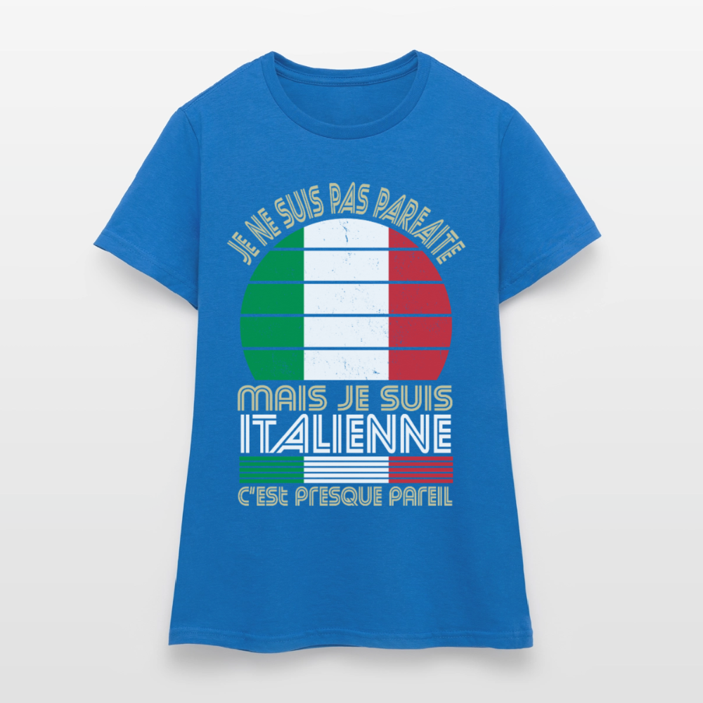 T-shirt Italie femme humour – Je ne suis pas parfaite mais je suis italienne - bleu royal
