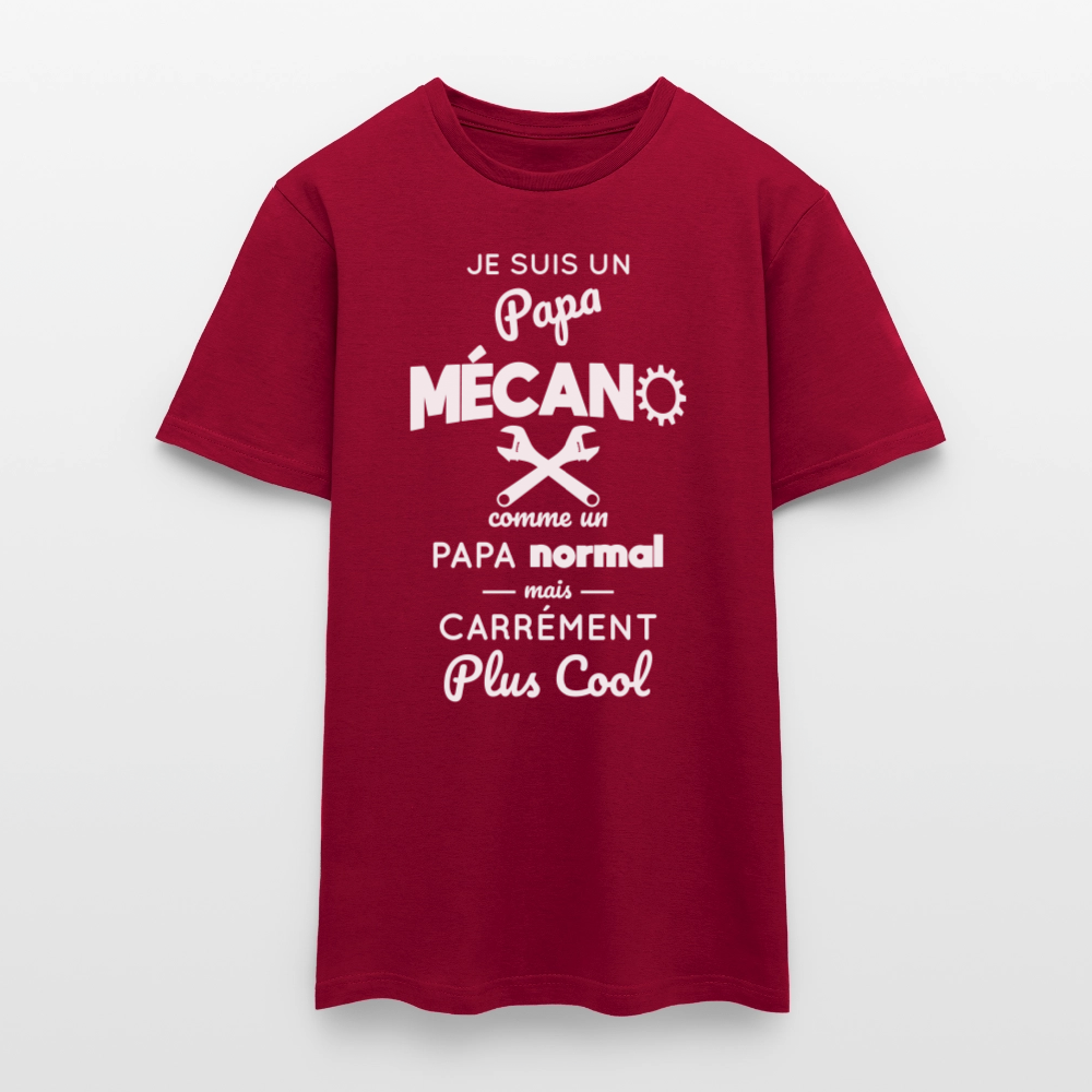 T-shirt Homme - Papa mécano plus cool - rouge brique