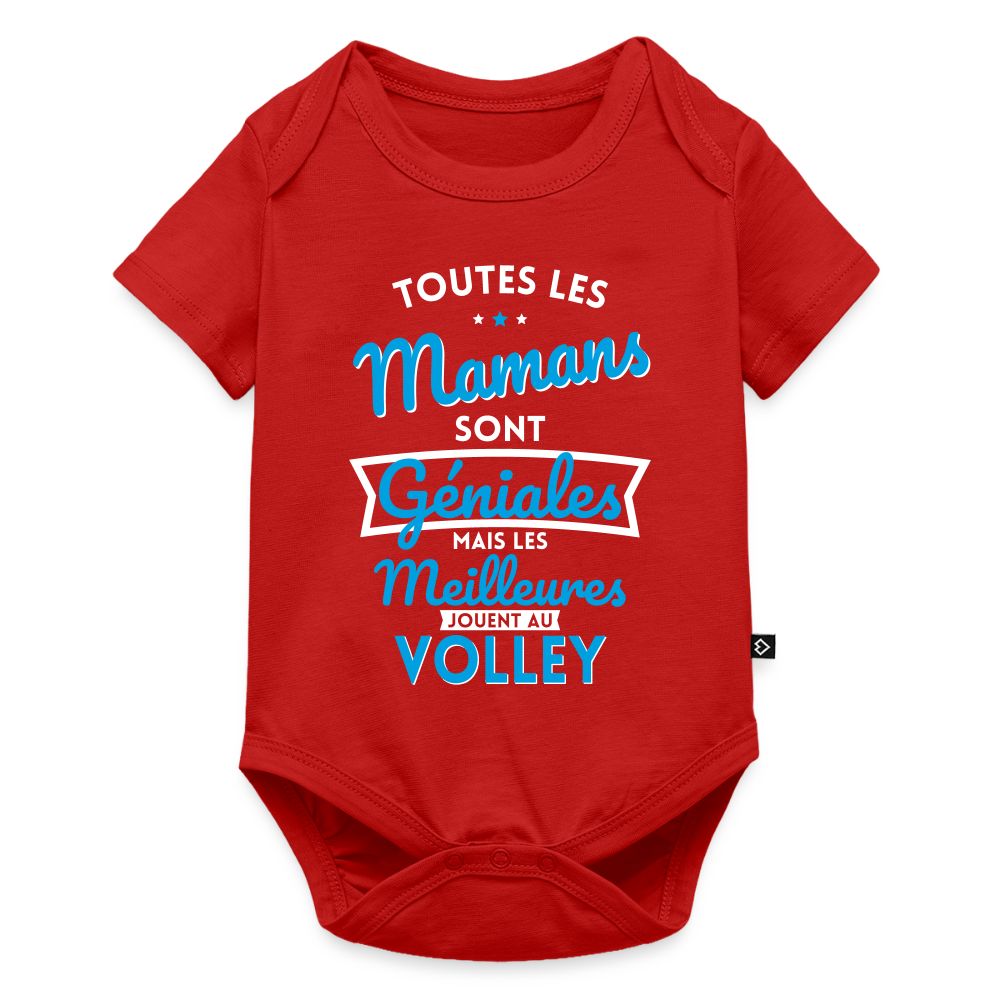 Body Bébé bio manches courtes - Mamans géniales - Les meilleures jouent au volley - rouge