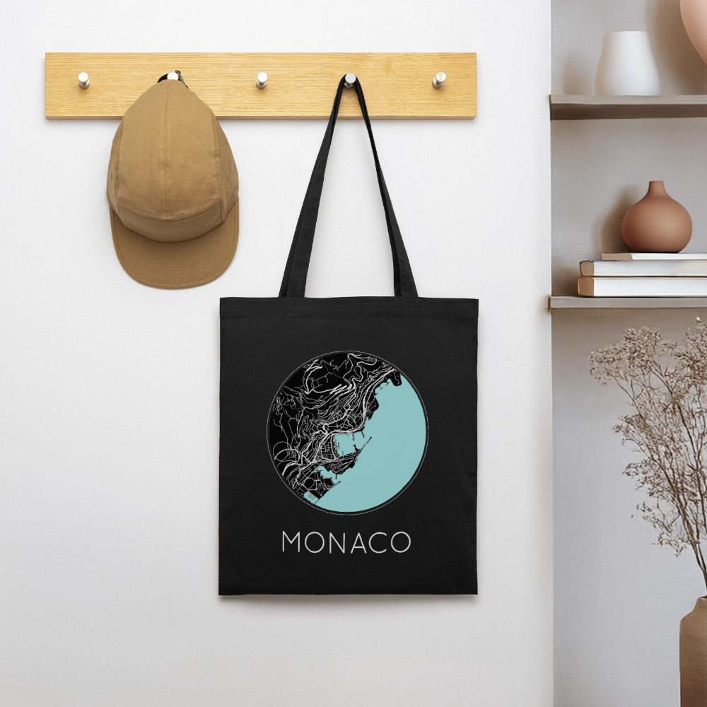 Tote Bag Monaco Bio – Plan de Monaco - noir