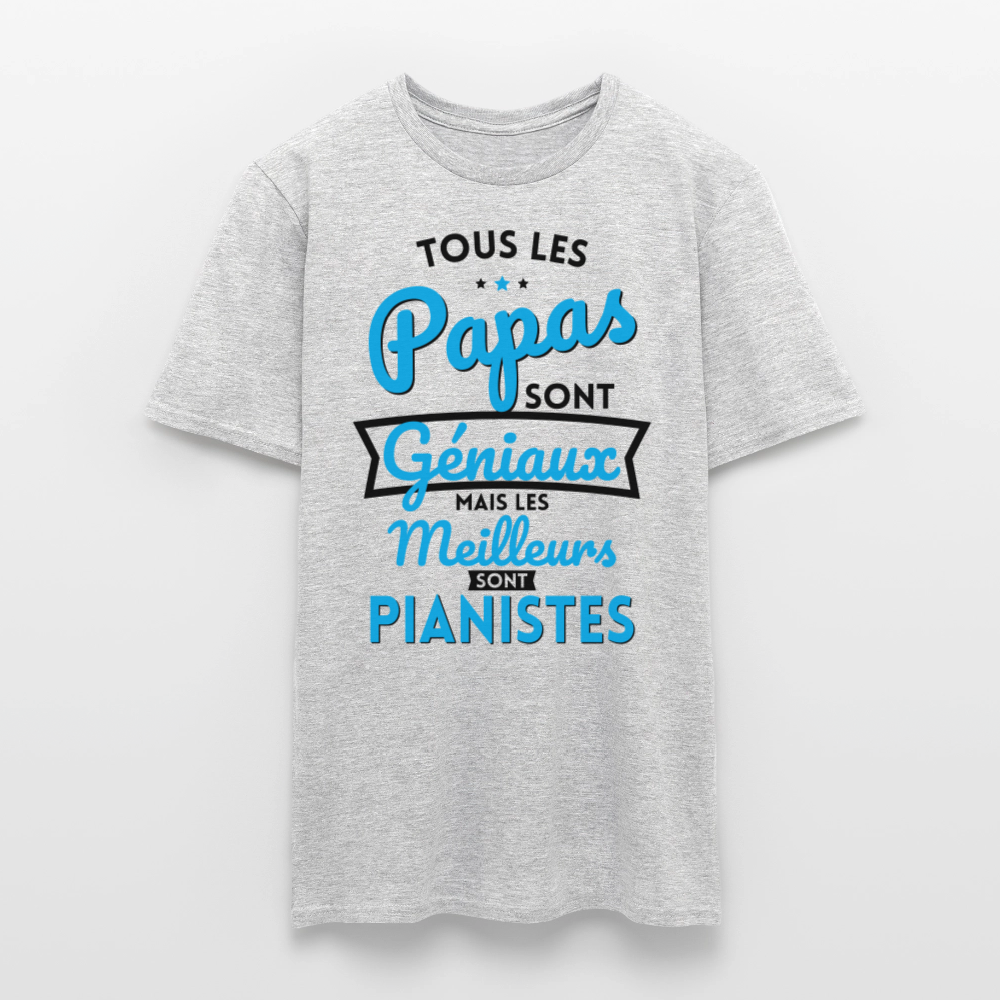 T-shirt Homme - Papas géniaux - Les meilleurs sont pianistes - gris chiné