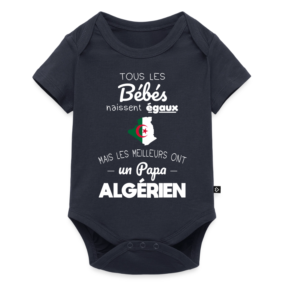 Body Bébé bio manches courtes - Les Meilleurs Ont Un Papa Algérien - bleu marine