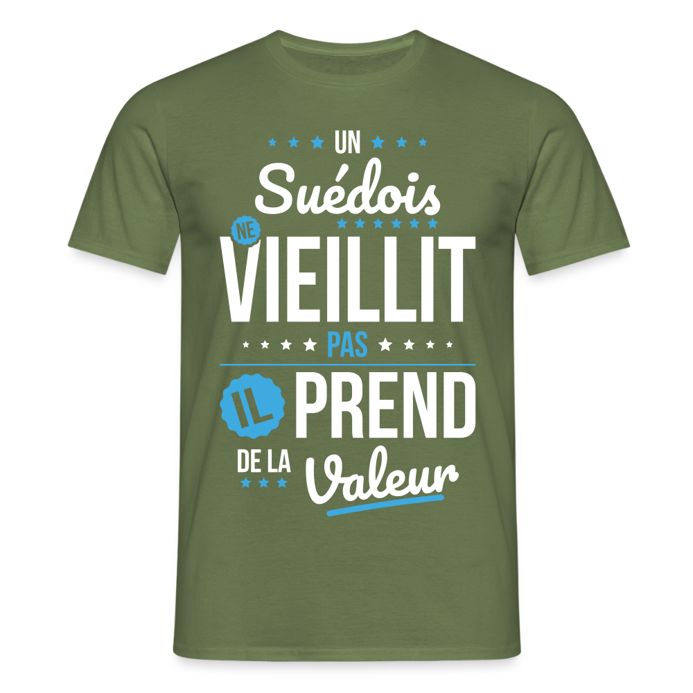 T-shirt Homme - Un Suédois ne vieillit pas - vert militaire