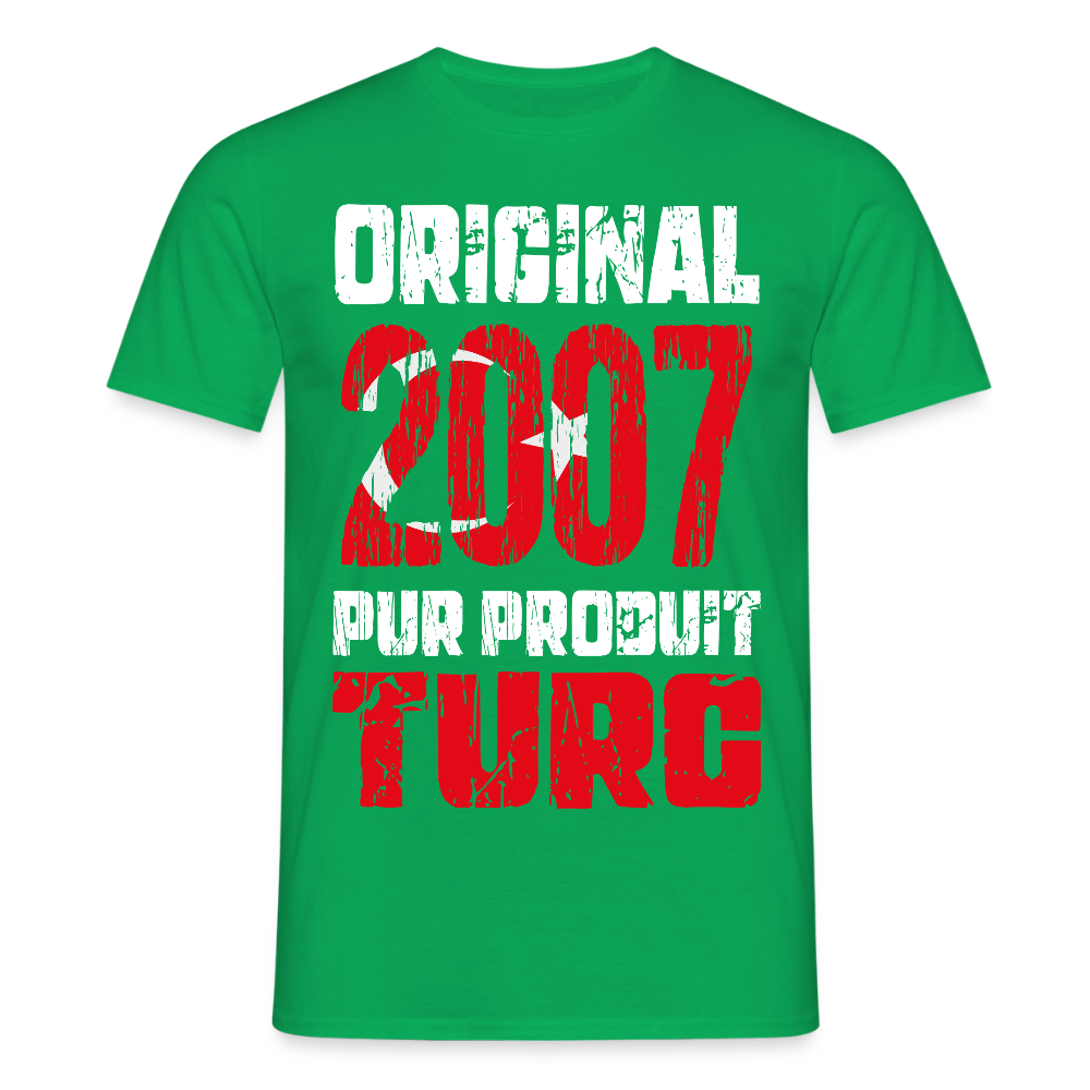 T-shirt Homme - Anniversaire 18 Ans - Original 2007 - Pur produit Turc - vert
