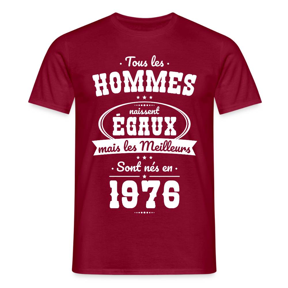 T-shirt anniversaire homme 50 ans – Les meilleurs sont nés en 1976 - rouge brique