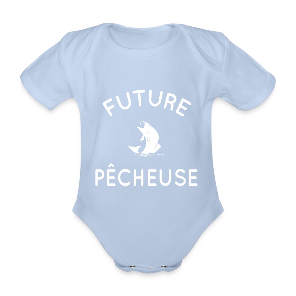 Body Bébé bio manches courtes - Future pêcheuse - ciel