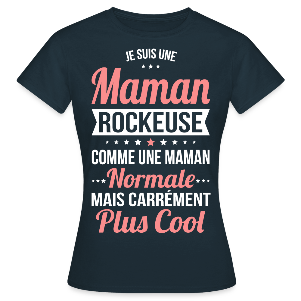T-shirt Femme - Maman rockeuse plus cool - marine
