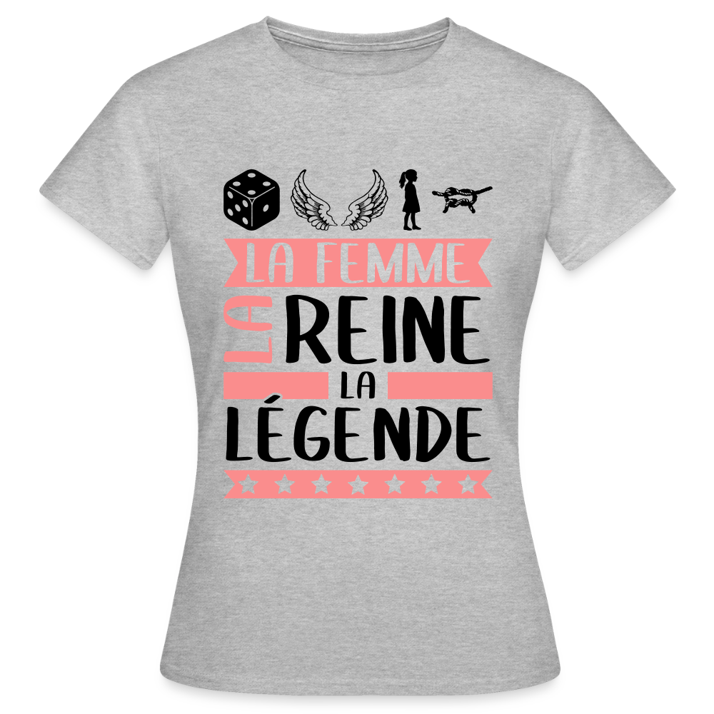T-shirt femme coloris clair Delphine rébus – La femme, la reine, la légende - gris chiné
