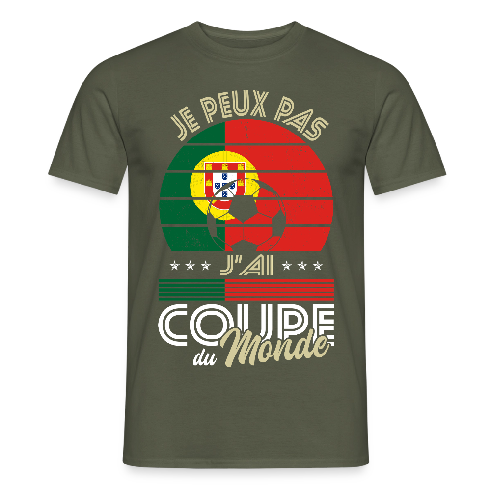T-shirt Homme - Je peux pas j'ai Coupe du Monde - Portugal - vert militaire