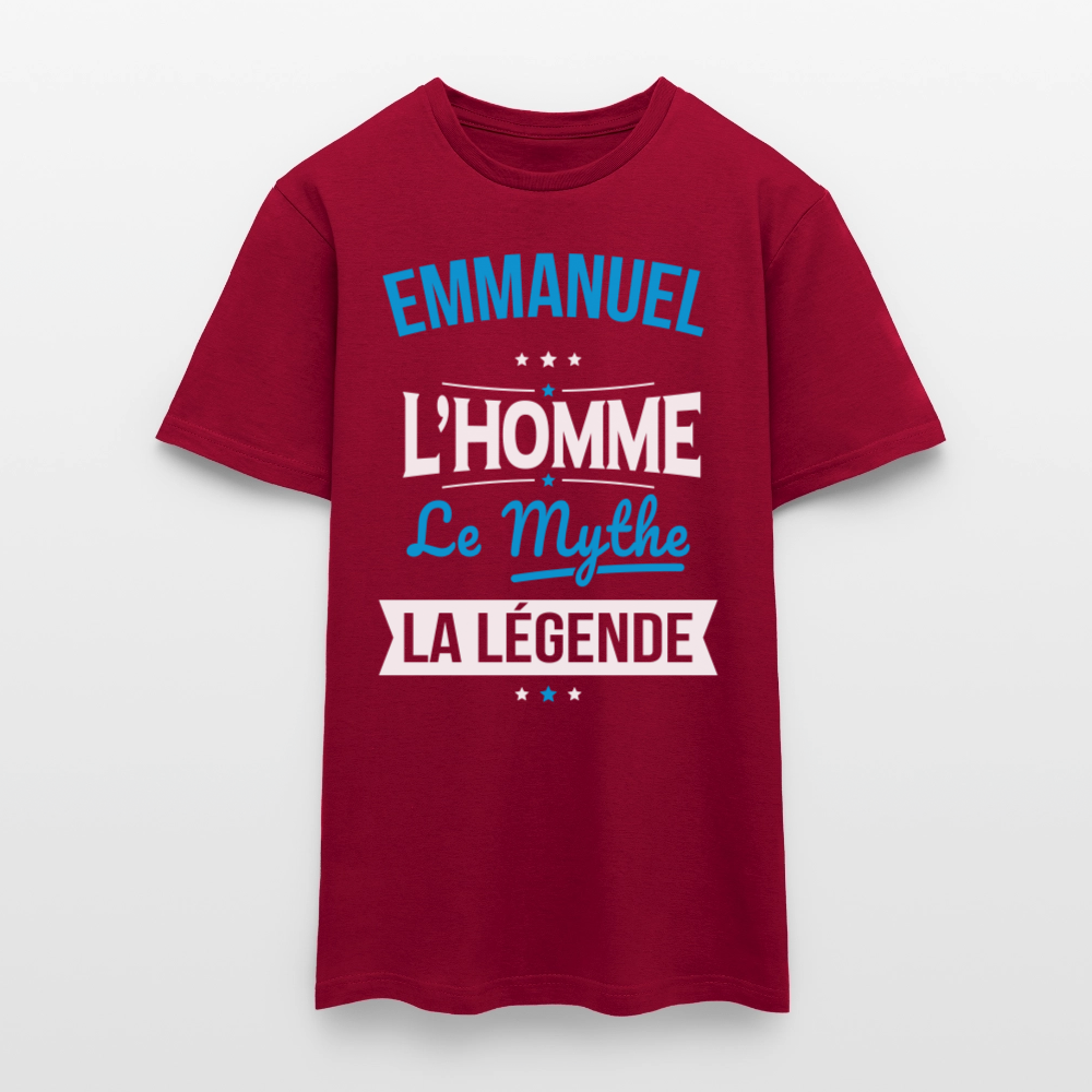 T-shirt Homme - Emmanuel - l'Homme - le Mythe - la Légende - rouge brique