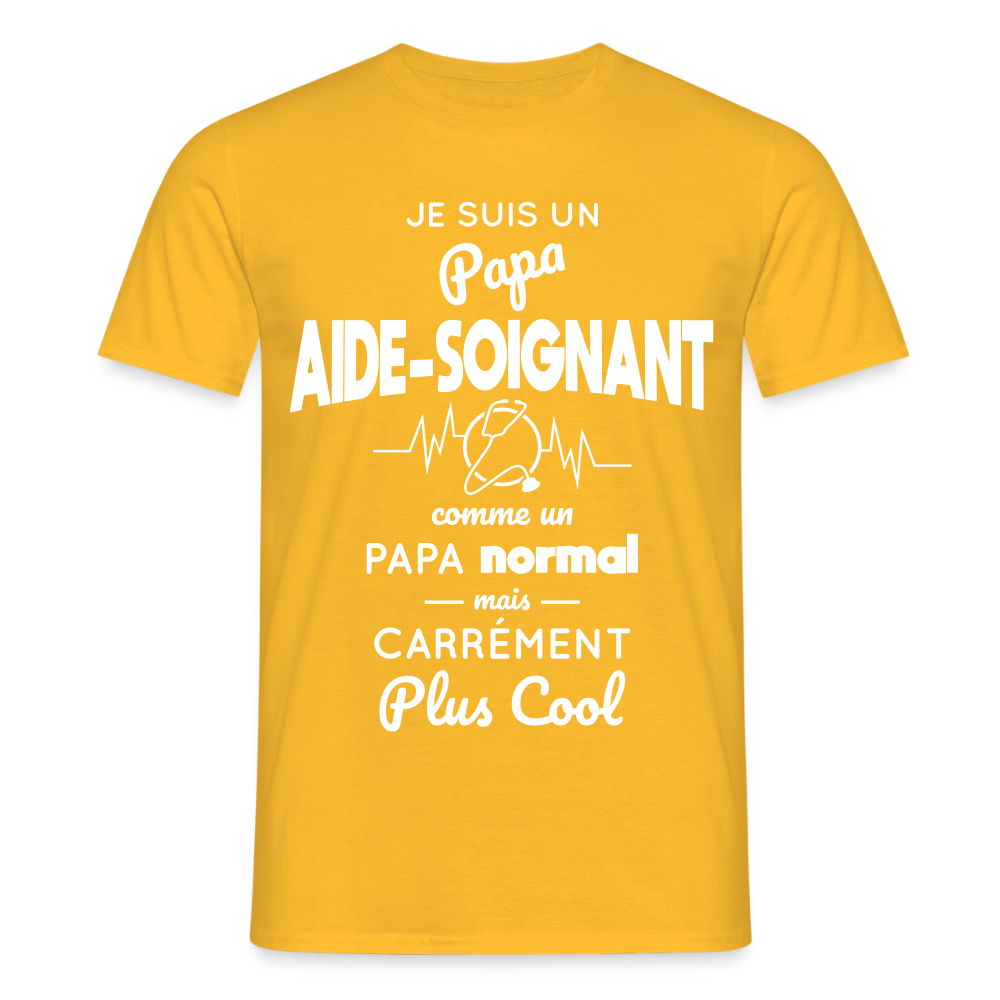 T-shirt Homme - Papa aide-soignant plus cool - jaune