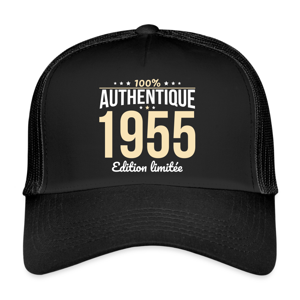 Casquette Trucker - Anniversaire 70 Ans - 100% Authentique 1955 - noir/noir
