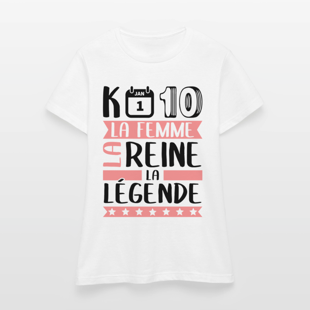T-shirt femme coloris clair Candice rébus – La femme, la reine, la légende - blanc