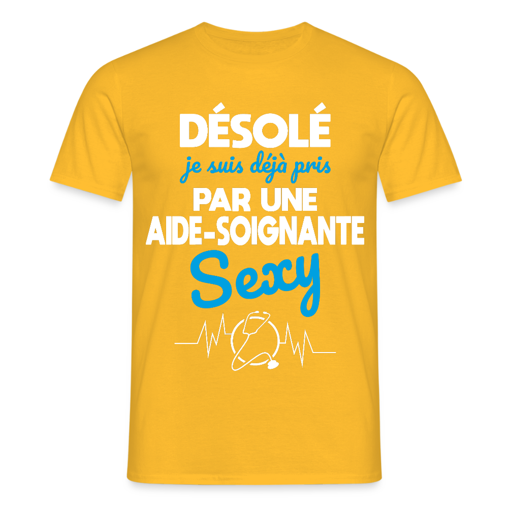 T-shirt Homme - Je suis déjà pris par une aide-soignante sexy - jaune