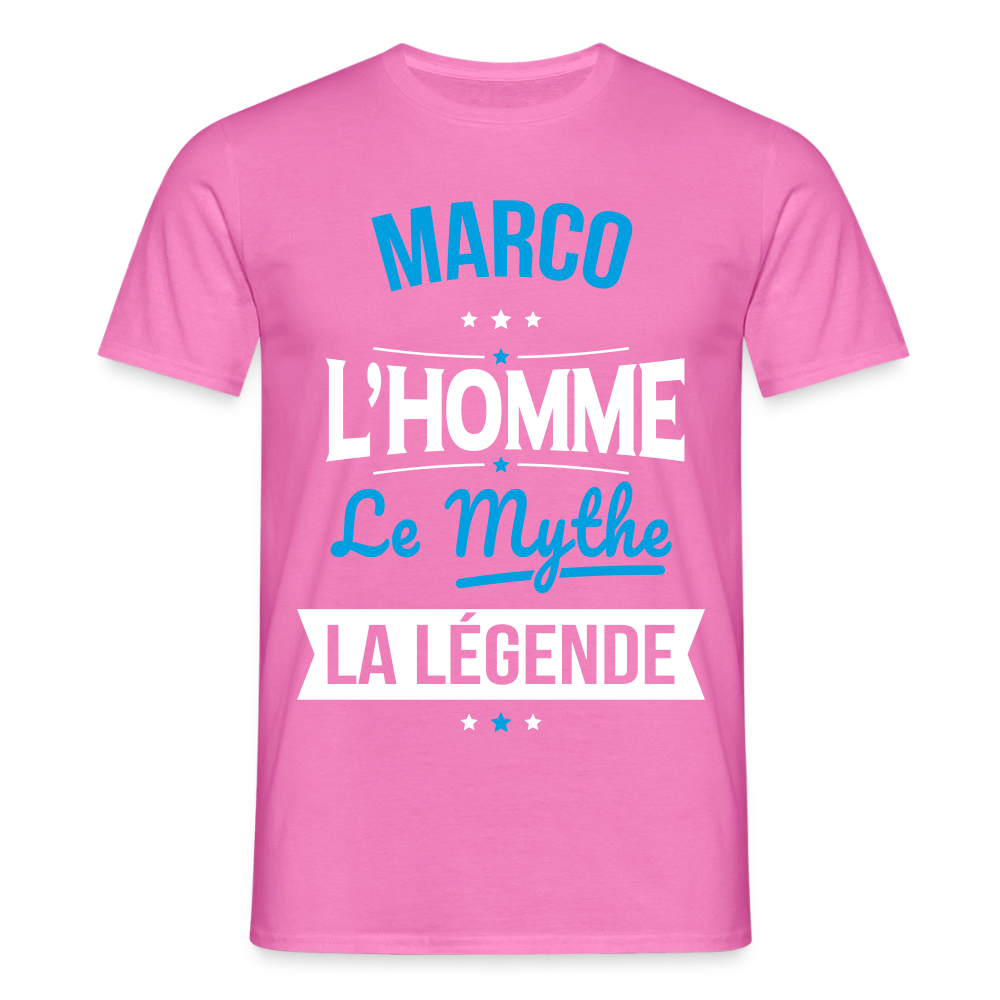 T-shirt Marco l’homme le mythe la légende – Cadeau original homme - rose
