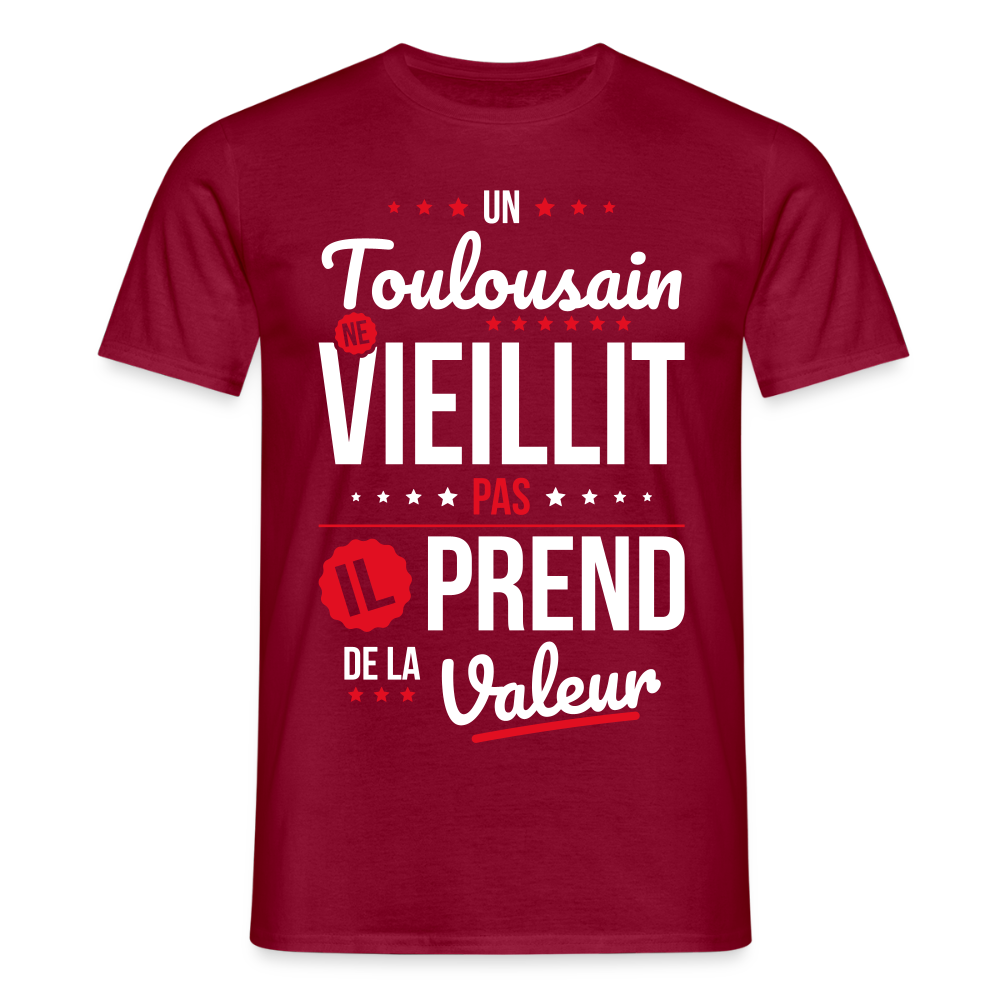 T-shirt Homme - Un Toulousain ne vieillit pas - rouge brique