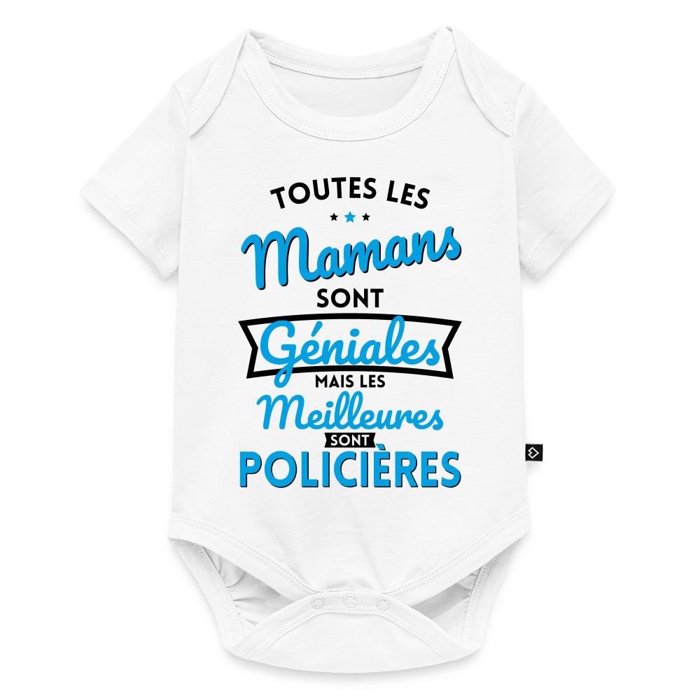 Body Bébé bio manches courtes - Mamans géniales - Les meilleures sont policières - blanc