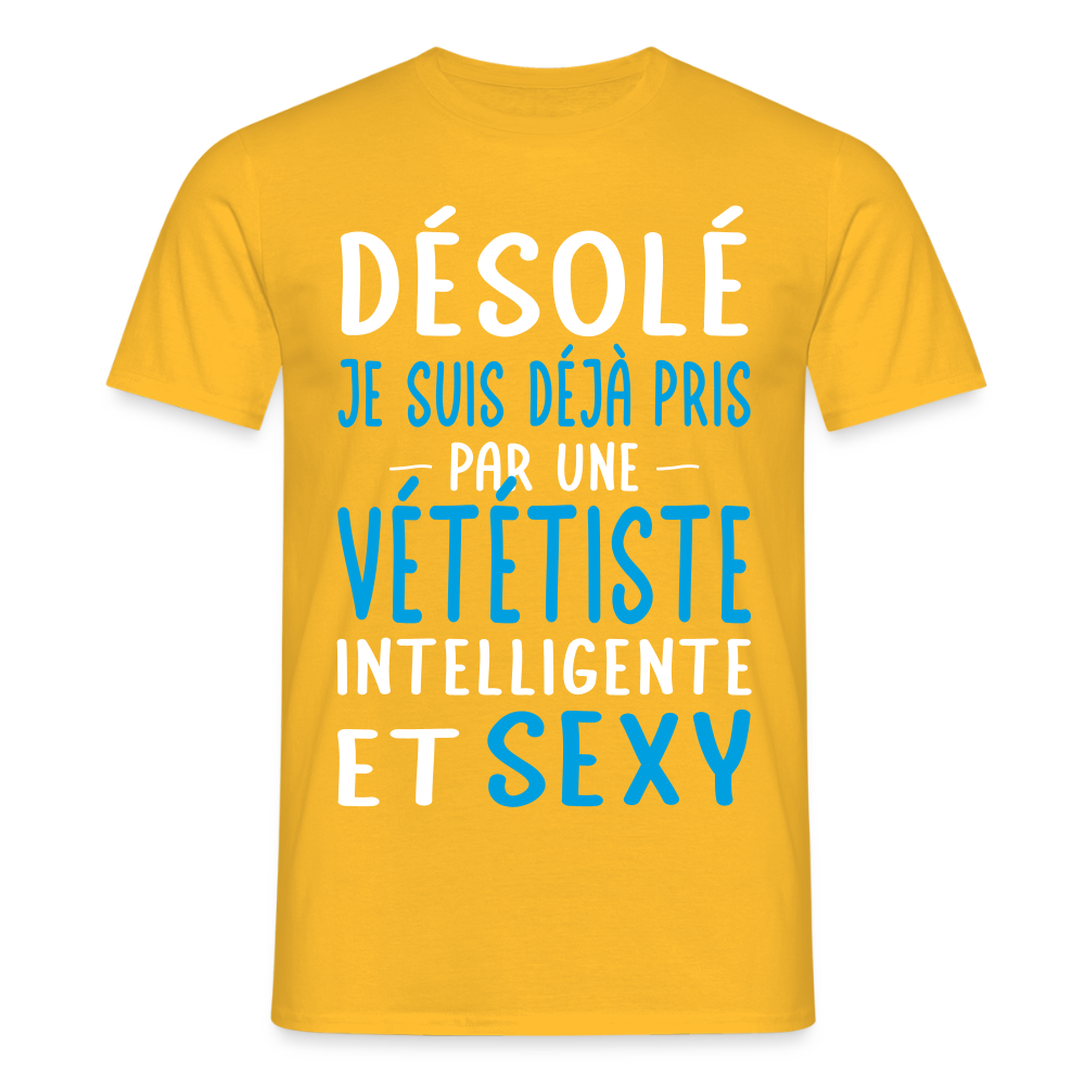 T-shirt Homme - Je suis pris par une vététiste intelligente et sexy - jaune