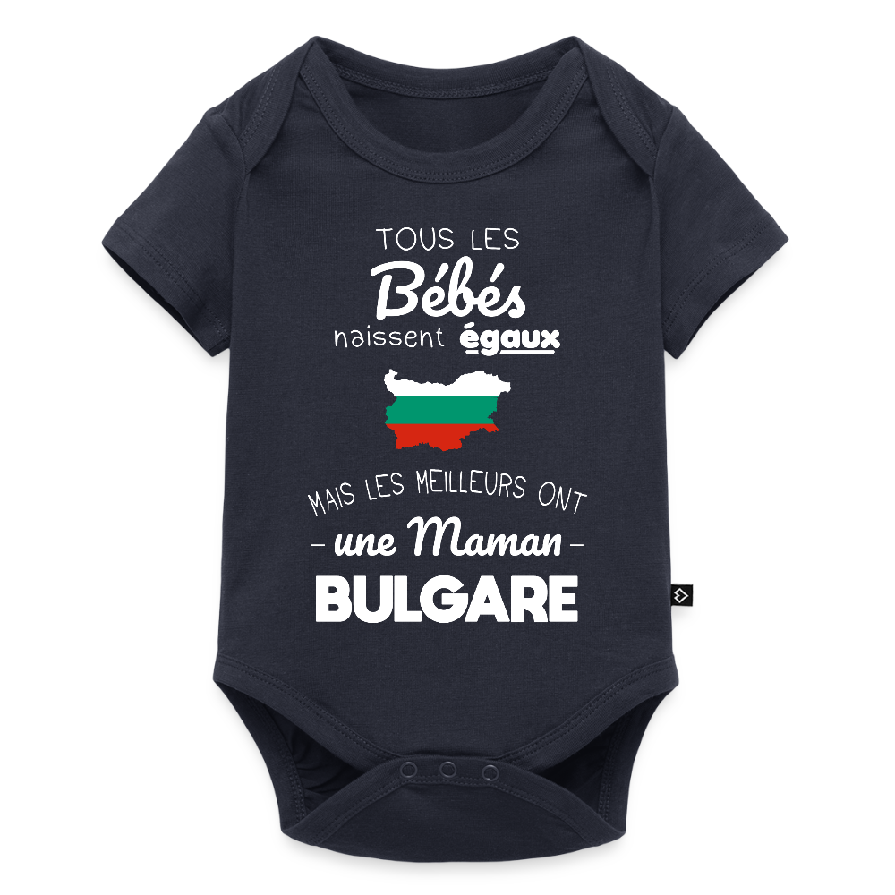 Body Bébé bio manches courtes - Les Meilleurs Ont Une Maman Bulgare - bleu marine