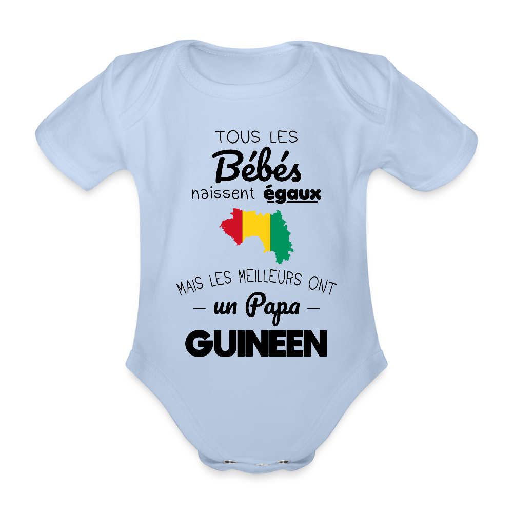 Body Bébé bio manches courtes - Les Meilleurs Ont Un Papa Guinéen - ciel
