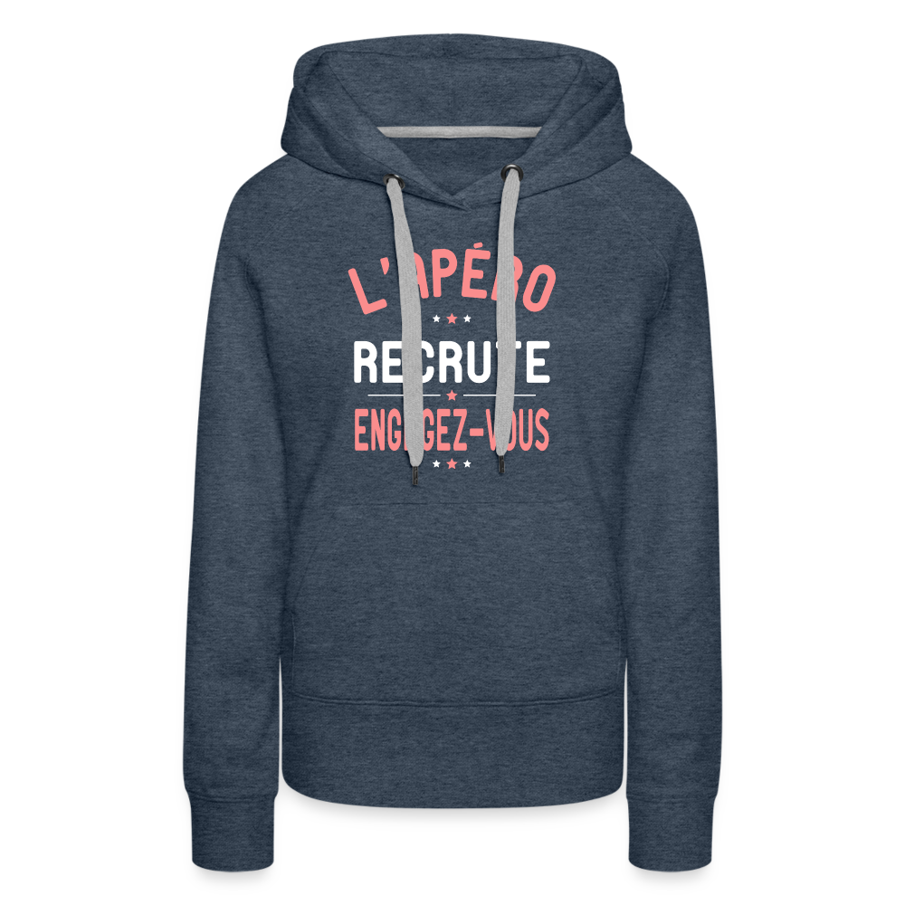 Sweat à capuche Premium Femme - L'apéro recrute - bleu jeans