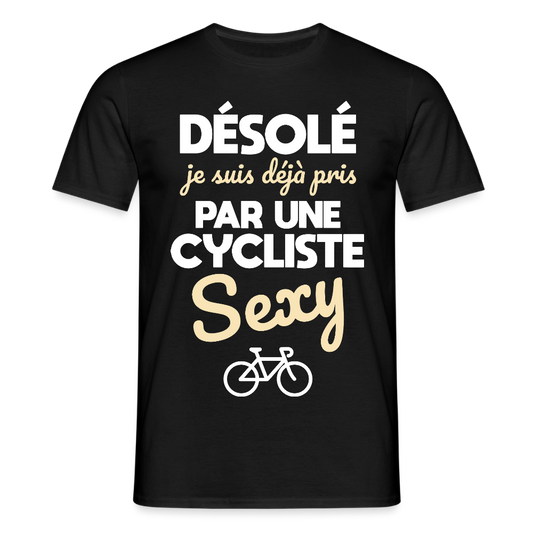 T-shirt Homme - Je suis pris par une cycliste sexy - noir