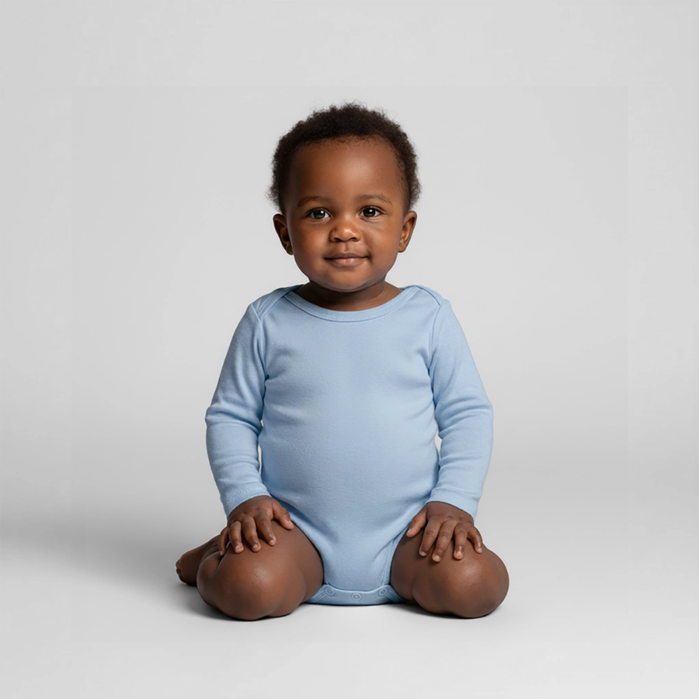 Body Bébé bio manches longues - Les Meilleurs Ont Un Papa Portugais - bleu clair