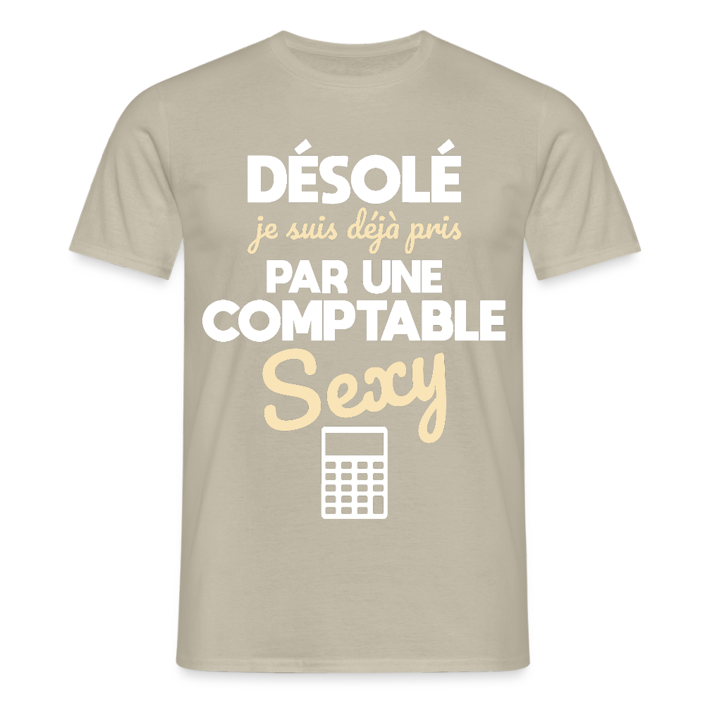 T-shirt Homme - Je suis pris par une comptable sexy - beige sable