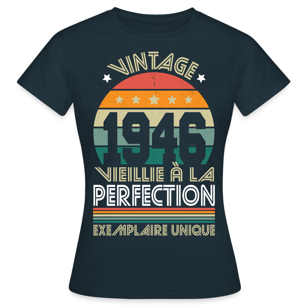 T-shirt anniversaire femme 80 ans – Vintage 1946 - marine