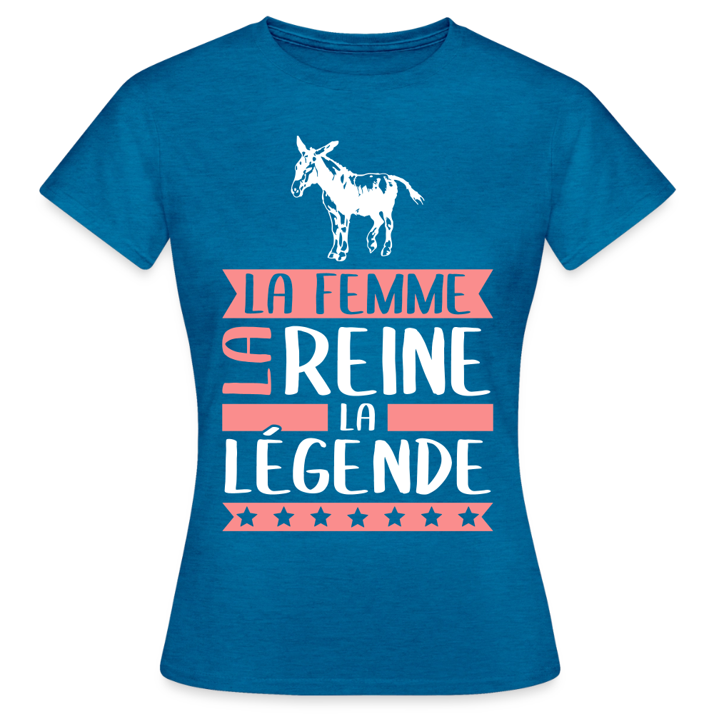 T-shirt femme Anne rébus – La femme, la reine, la légende - bleu saphir antique chiné
