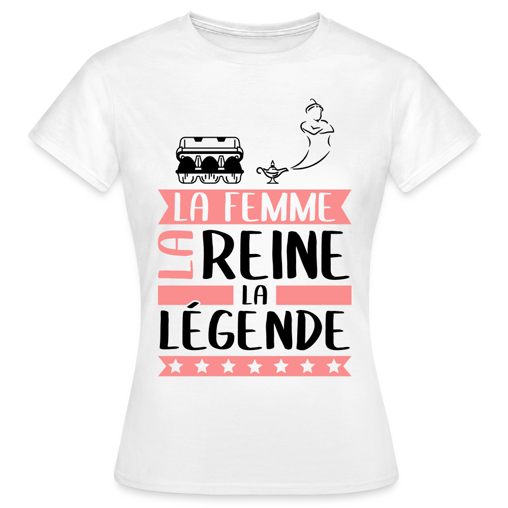 T-shirt femme coloris clair Eugénie rébus – La femme, la reine, la légende - blanc