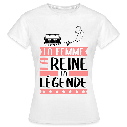 T-shirt femme coloris clair Eugénie rébus – La femme, la reine, la légende - blanc