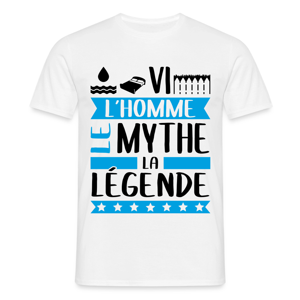 T-shirt homme coloris clair Olivier en rébus – L’homme, le mythe, la légende - blanc