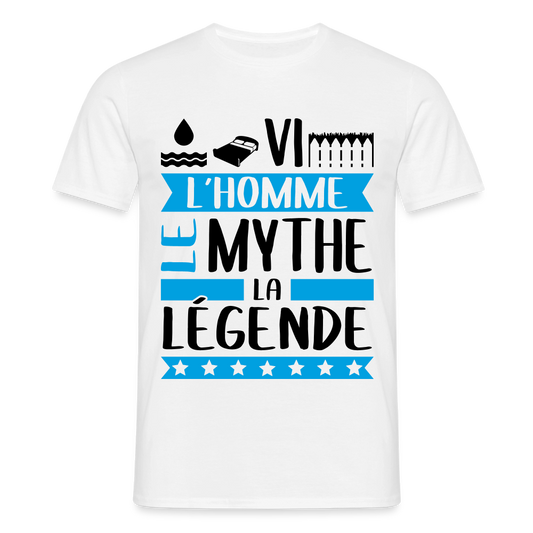 T-shirt homme coloris clair Olivier en rébus – L’homme, le mythe, la légende - blanc
