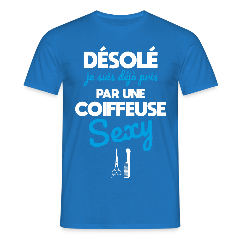 T-shirt Homme - Je suis pris par une coiffeuse sexy. - bleu royal