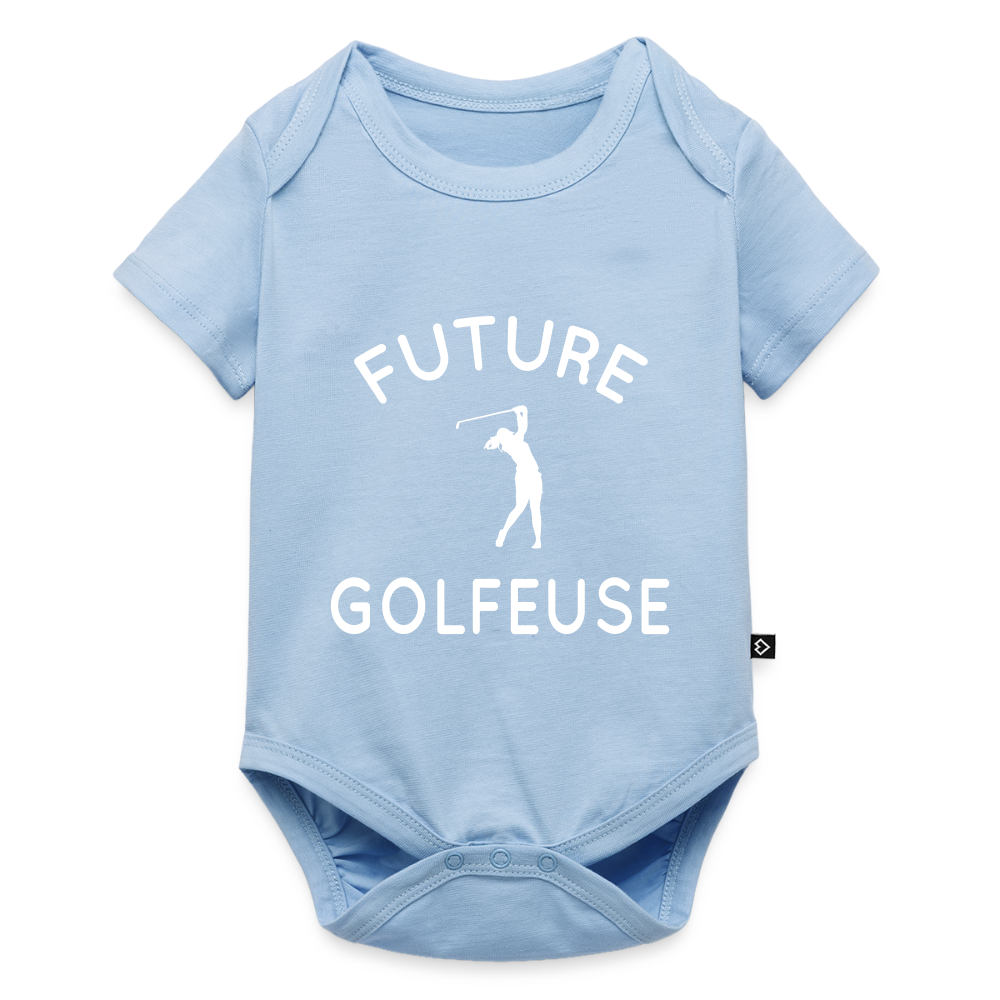 Body Bébé bio manches courtes - Future golfeuse - bleu clair